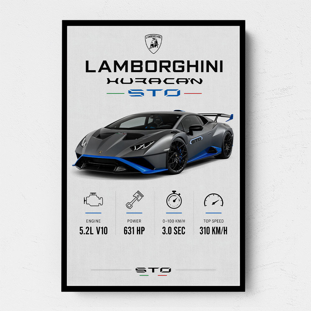 Lamborghini Huracan Gray Blue Sports Car Wall Art