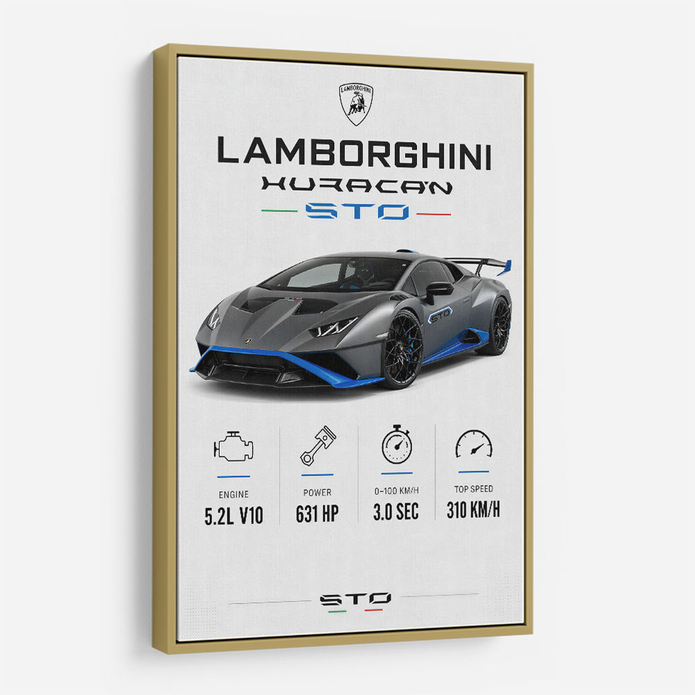 Lamborghini Huracan Gray Blue Sports Car Wall Art