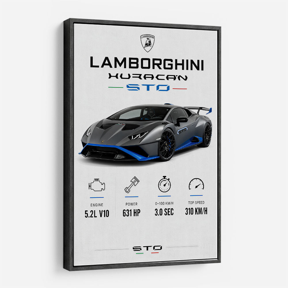 Lamborghini Huracan Gray Blue Sports Car Wall Art