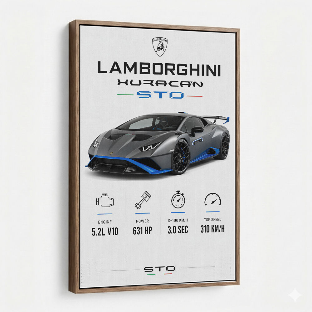 Lamborghini Huracan Gray Blue Sports Car Wall Art