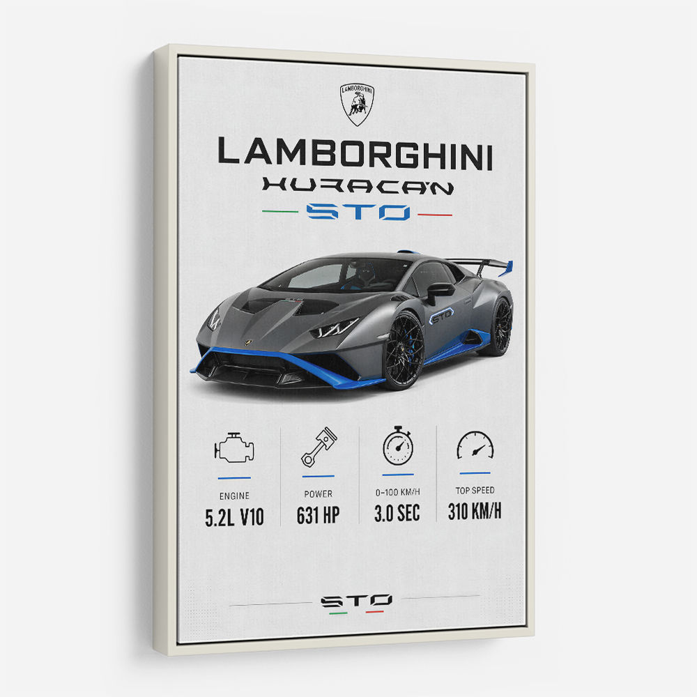 Lamborghini Huracan Gray Blue Sports Car Wall Art