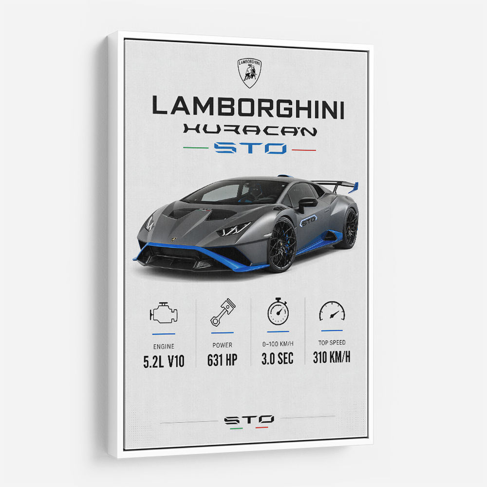 Lamborghini Huracan Gray Blue Sports Car Wall Art