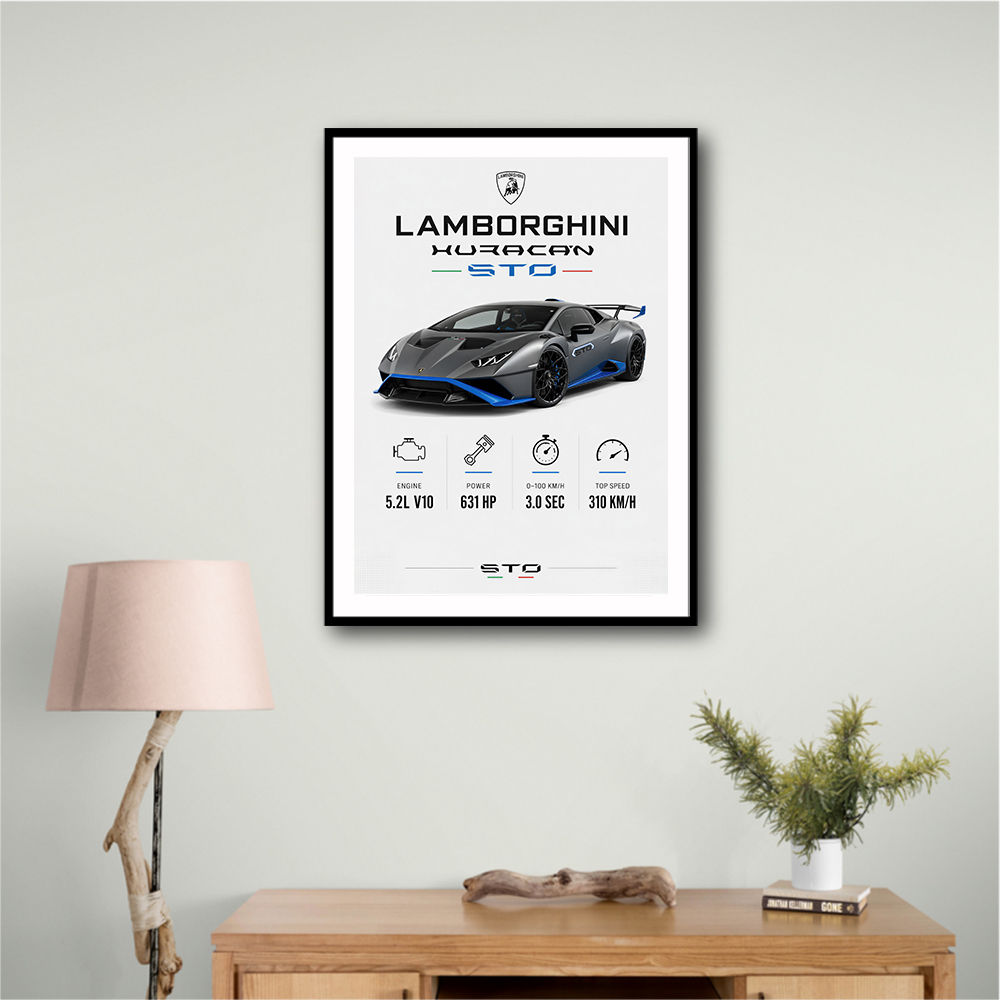 Lamborghini Huracan Gray Blue Sports Car Wall Art