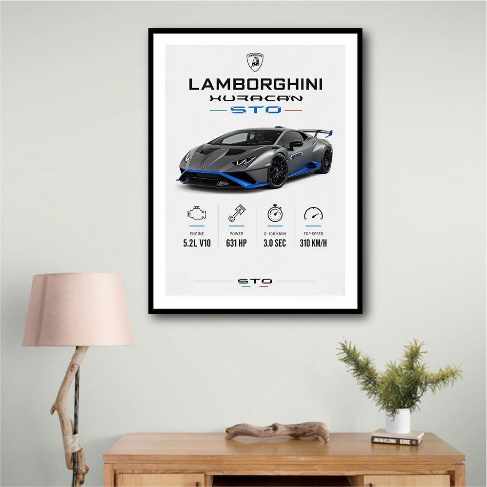Lamborghini Huracan Gray Blue Sports Car Wall Art