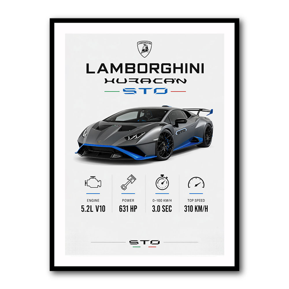 Lamborghini Huracan Gray Blue Sports Car Wall Art