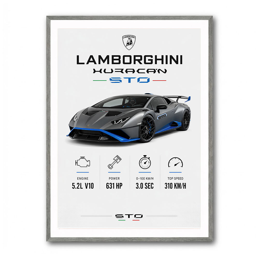 Lamborghini Huracan Gray Blue Sports Car Wall Art