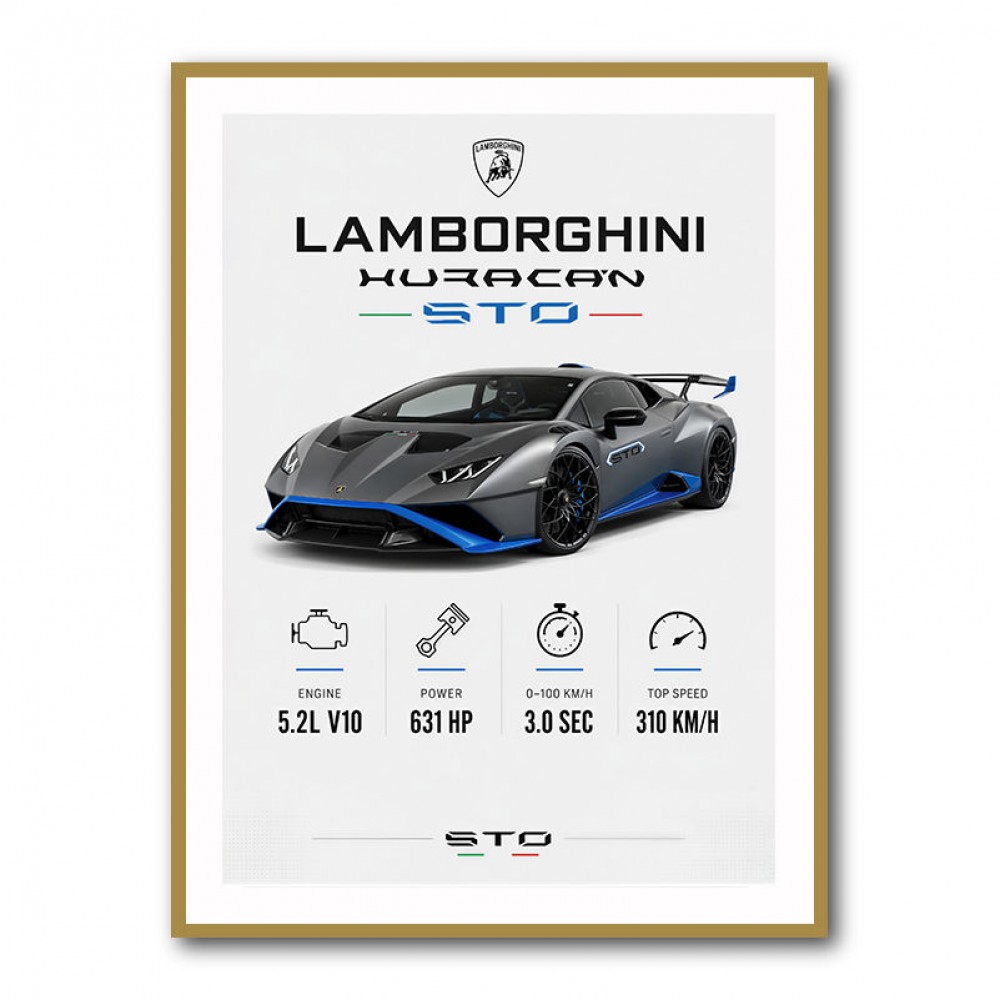 Lamborghini Huracan Gray Blue Sports Car Wall Art
