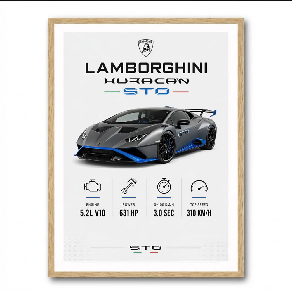 Lamborghini Huracan Gray Blue Sports Car Wall Art