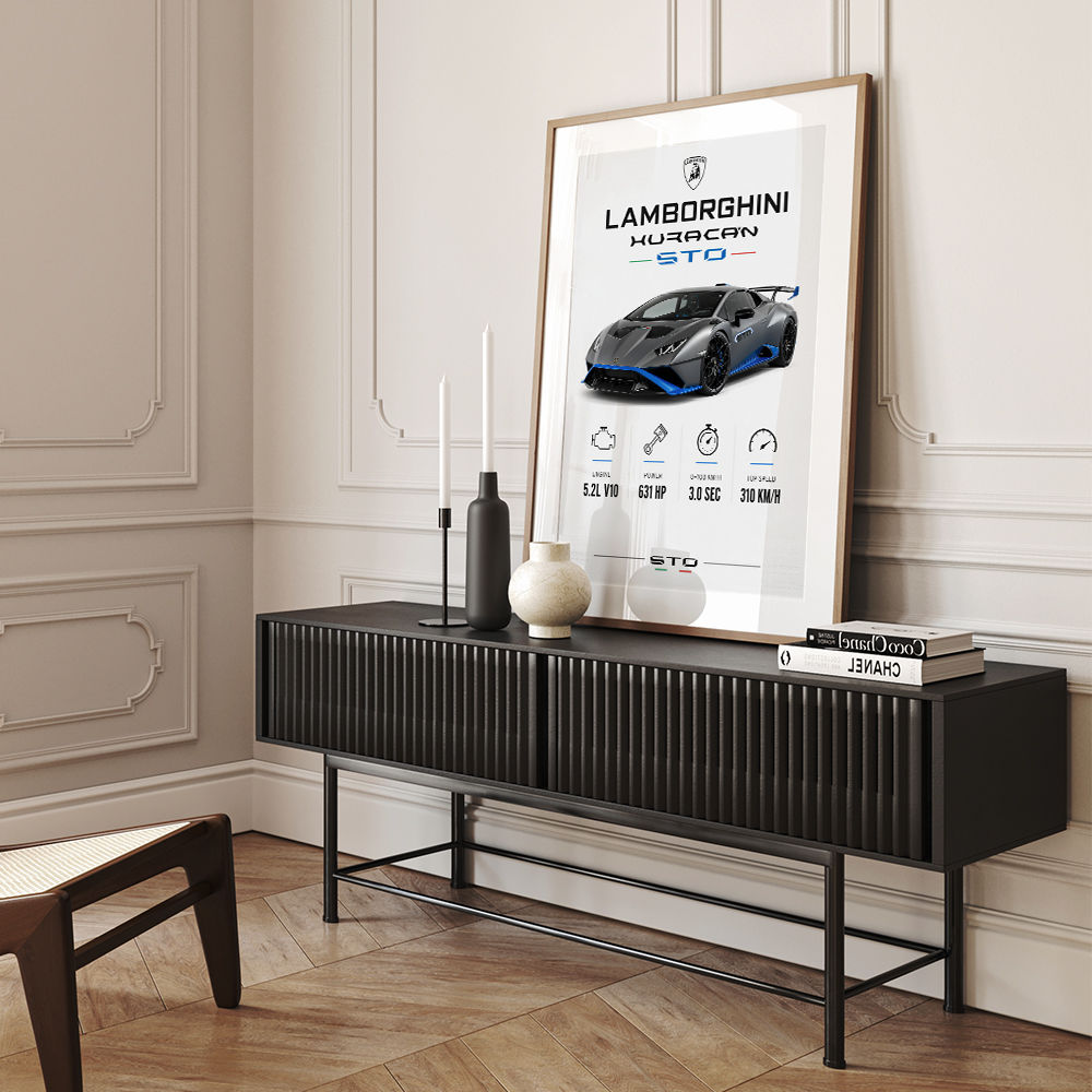 Lamborghini Huracan Gray Blue Sports Car Wall Art