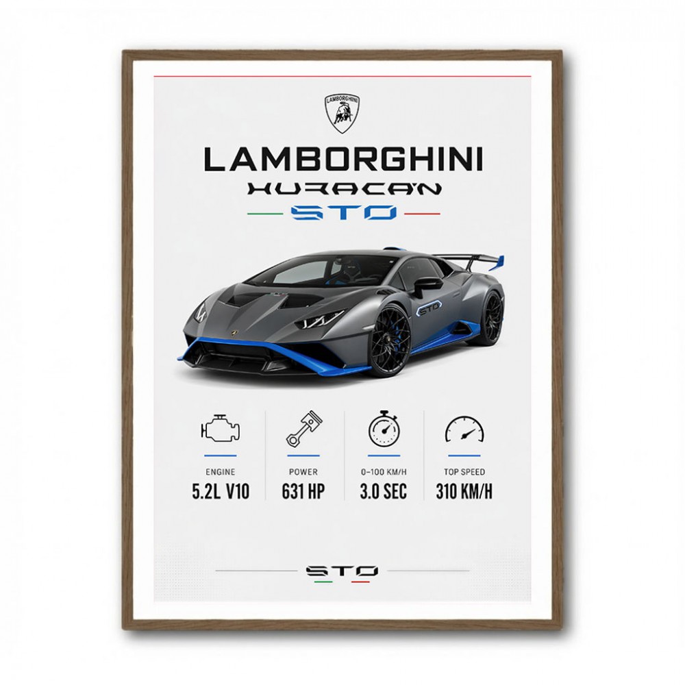 Lamborghini Huracan Gray Blue Sports Car Wall Art