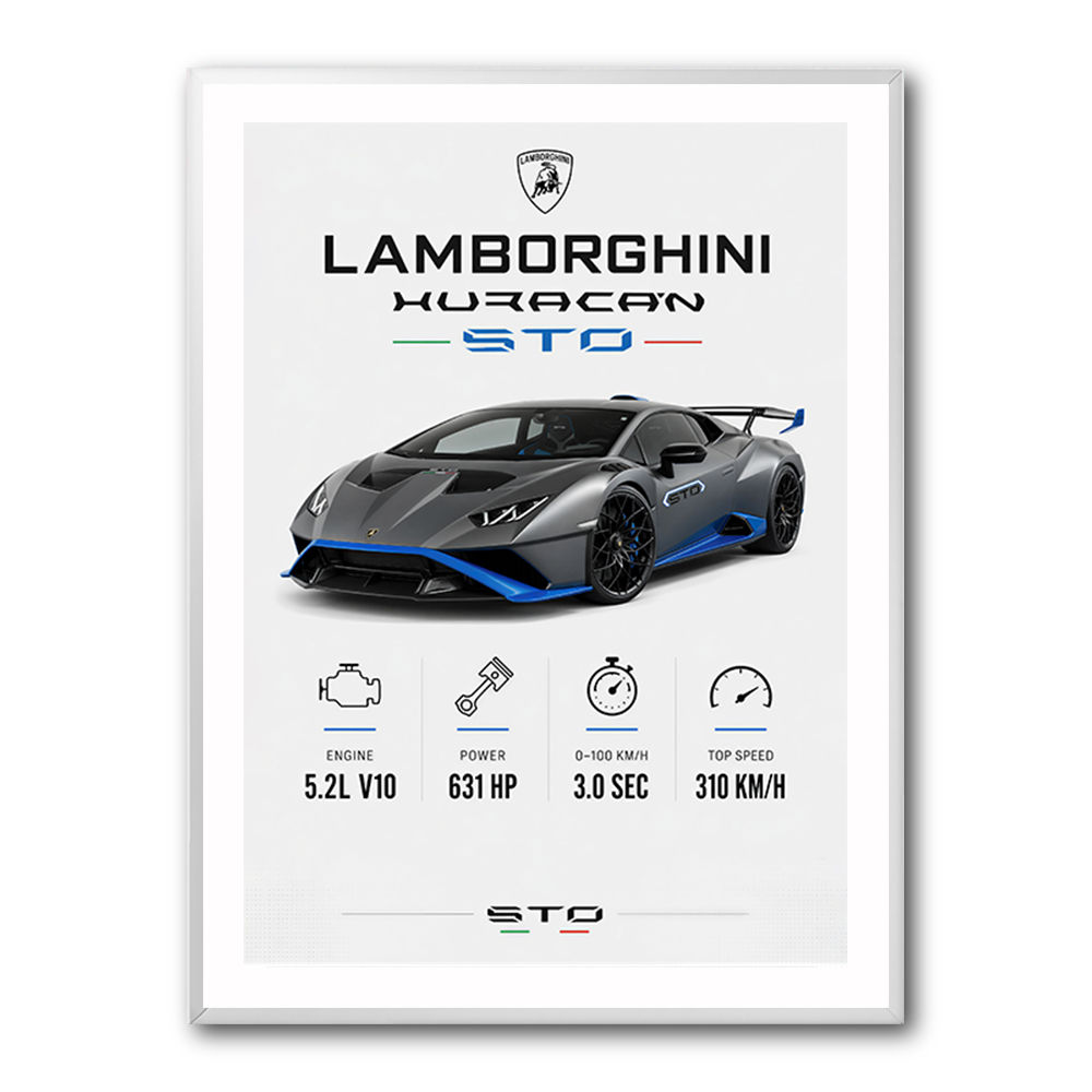 Lamborghini Huracan Gray Blue Sports Car Wall Art