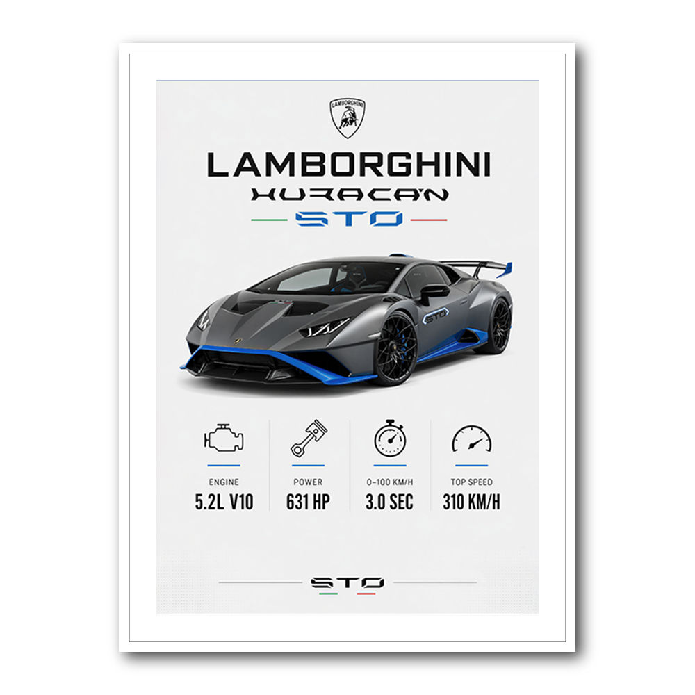 Lamborghini Huracan Gray Blue Sports Car Wall Art