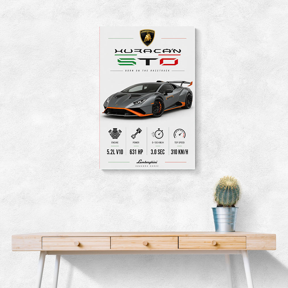 Lamborghini Huracan Gray Orange Wall Art