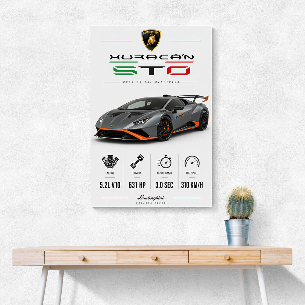 Lamborghini Huracan Gray Orange Wall Art