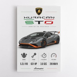 Lamborghini Huracan Gray Orange Wall Art