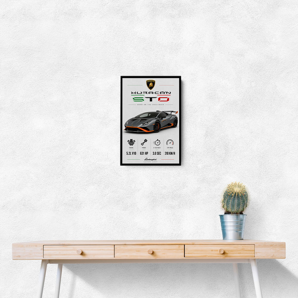 Lamborghini Huracan Gray Orange Wall Art