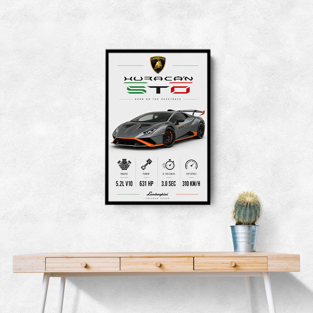 Lamborghini Huracan Gray Orange Wall Art
