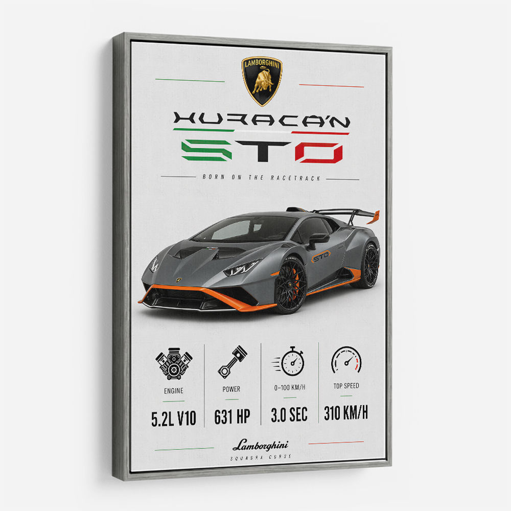 Lamborghini Huracan Gray Orange Wall Art