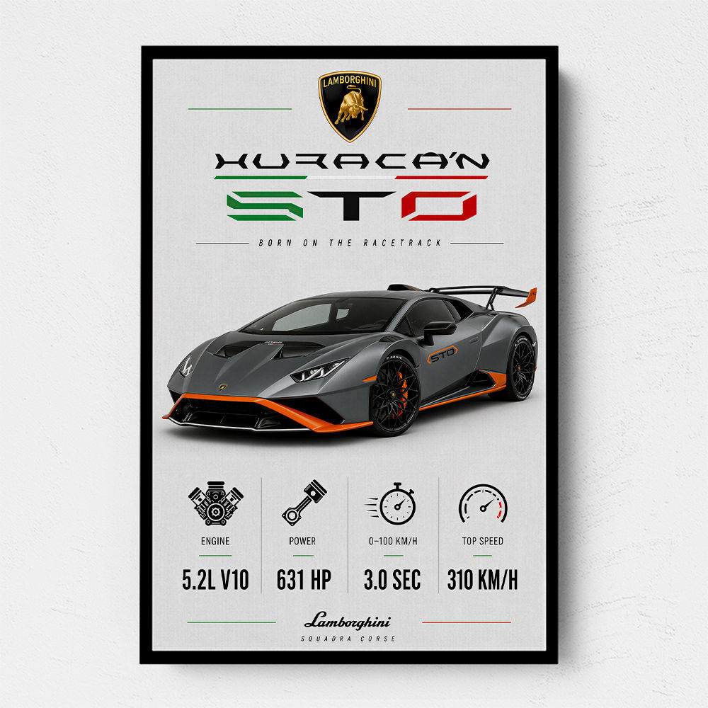 Lamborghini Huracan Gray Orange Wall Art
