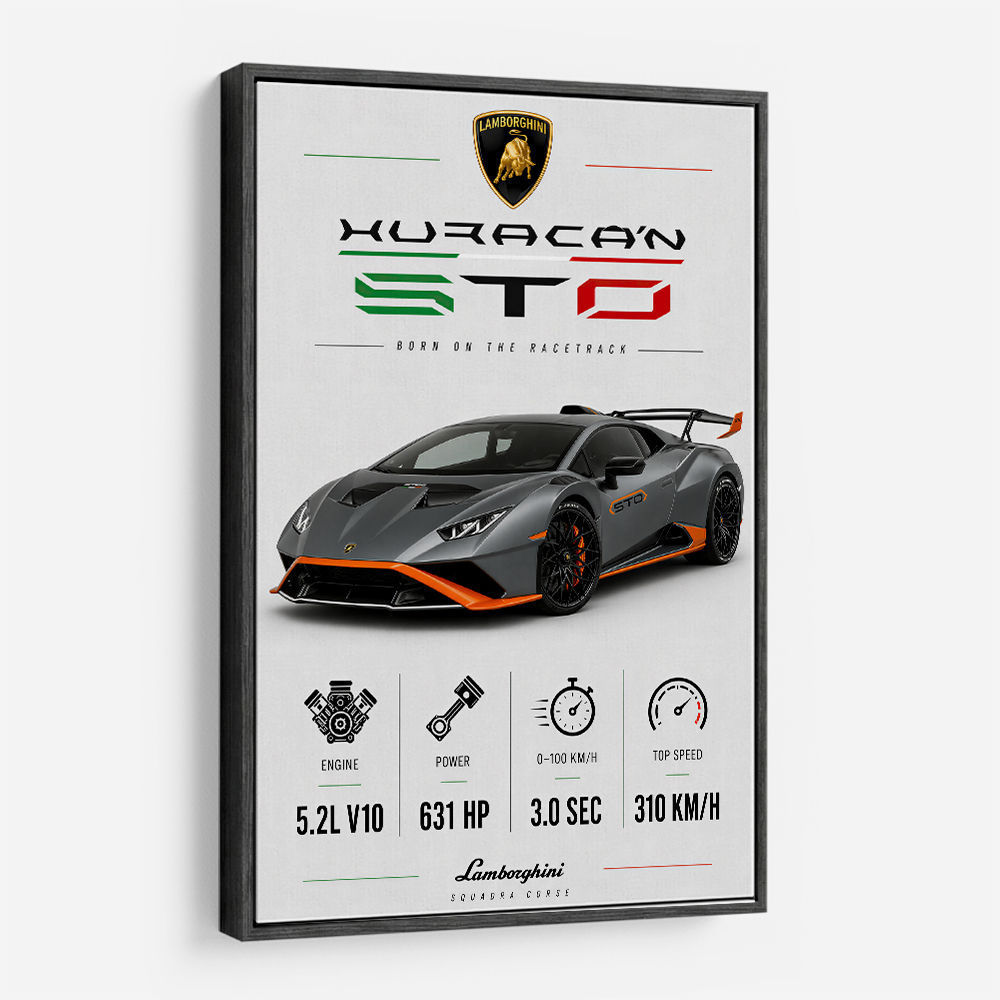 Lamborghini Huracan Gray Orange Wall Art