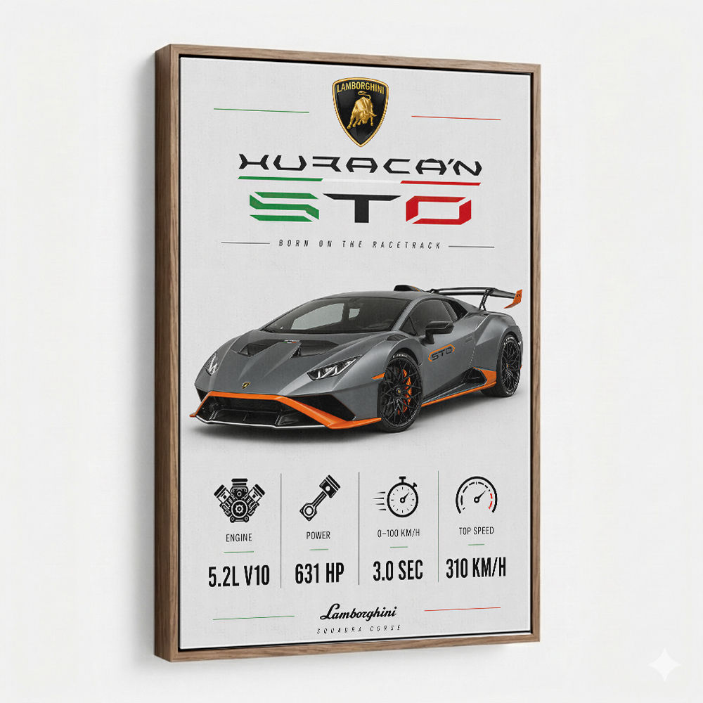 Lamborghini Huracan Gray Orange Wall Art