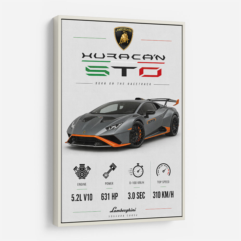 Lamborghini Huracan Gray Orange Wall Art