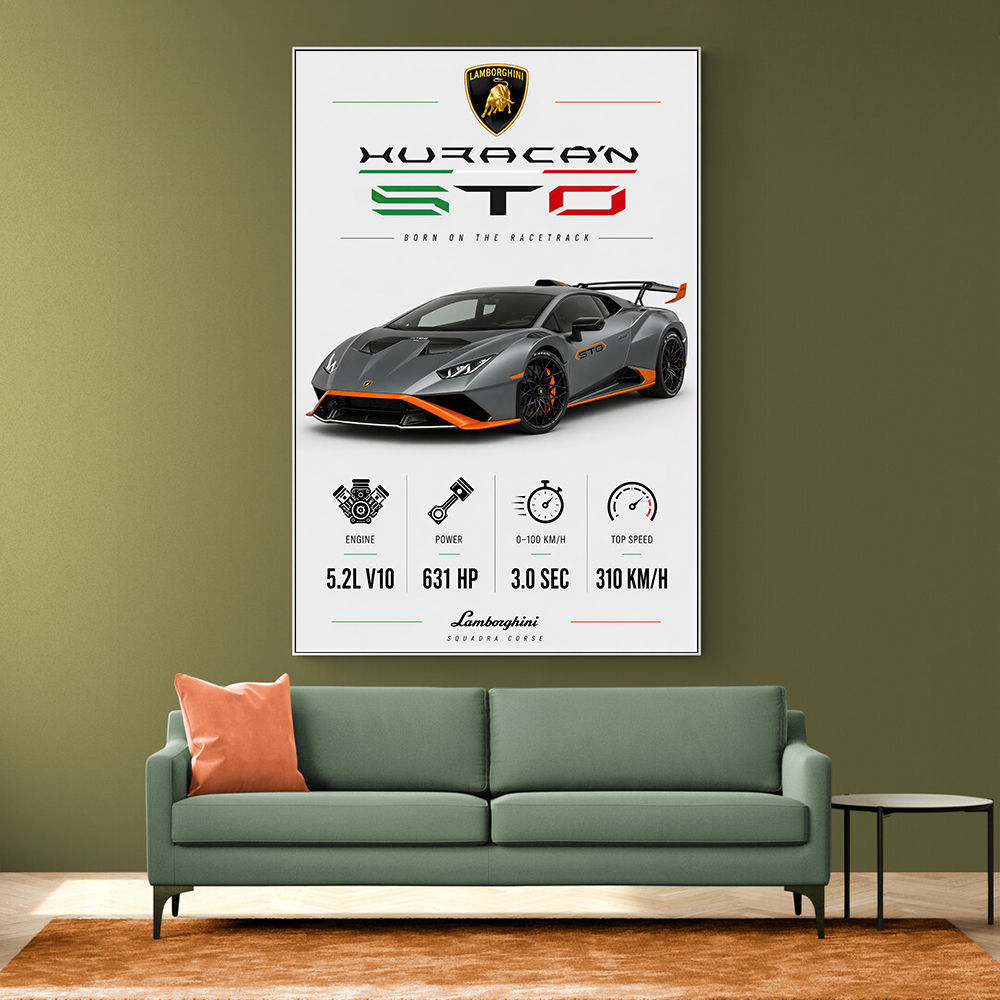 Lamborghini Huracan Gray Orange Wall Art
