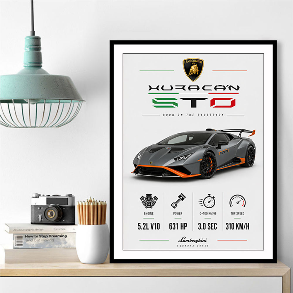 Lamborghini Huracan Gray Orange Wall Art
