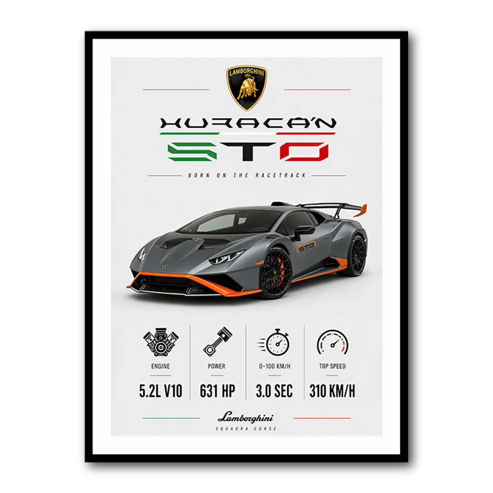 Lamborghini Huracan Gray Orange Wall Art