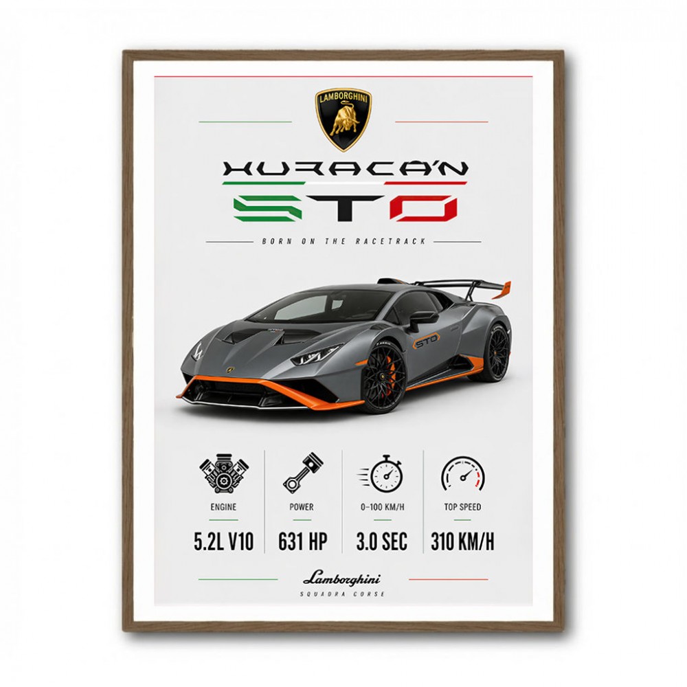 Lamborghini Huracan Gray Orange Wall Art
