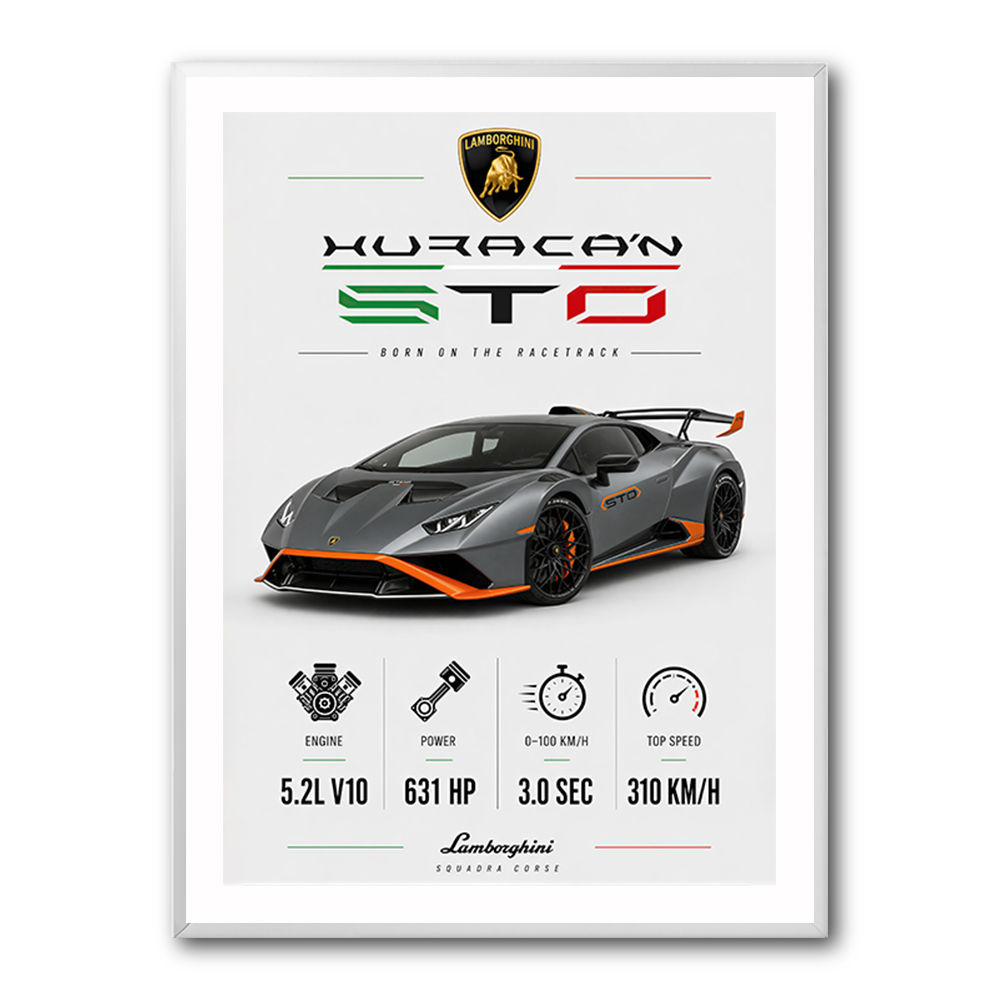 Lamborghini Huracan Gray Orange Wall Art