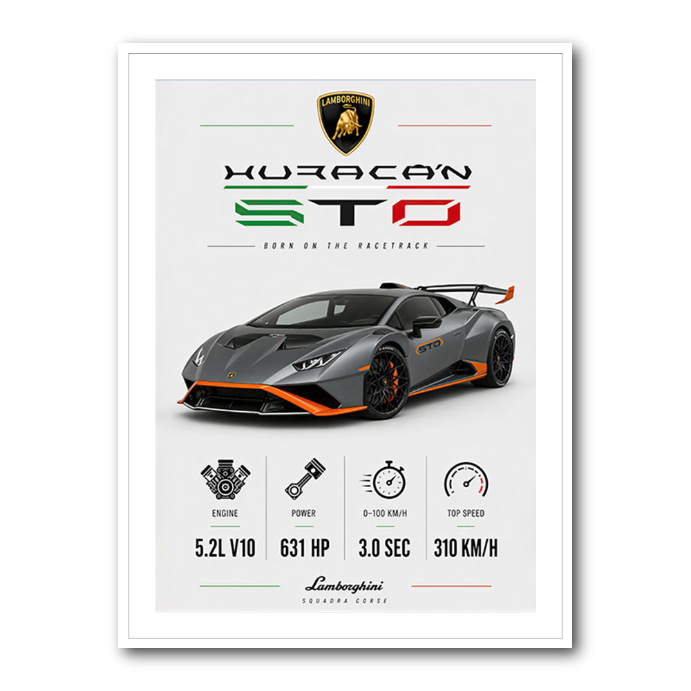 Lamborghini Huracan Gray Orange Wall Art