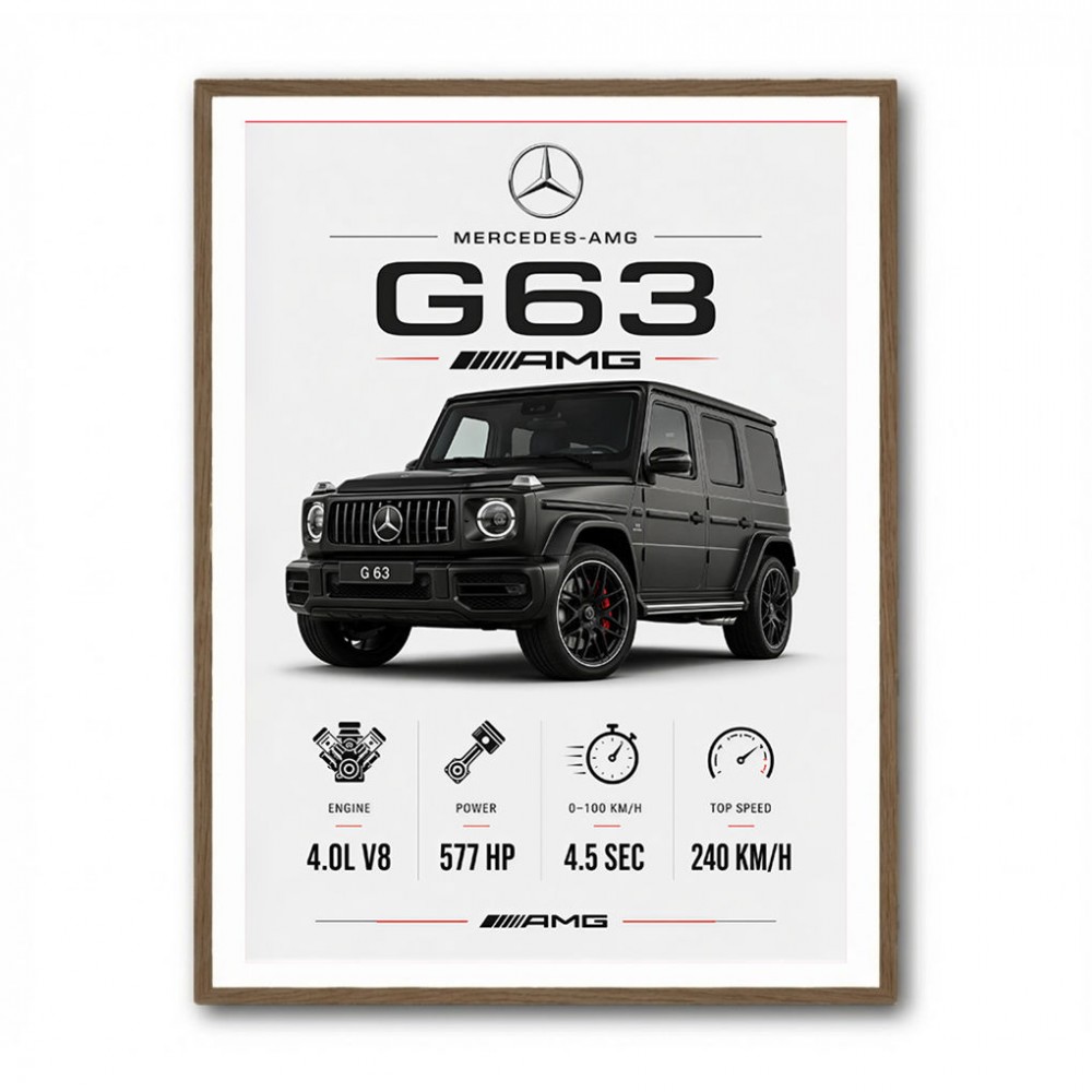 Mercedes AMG G63 Stats Car Art Print