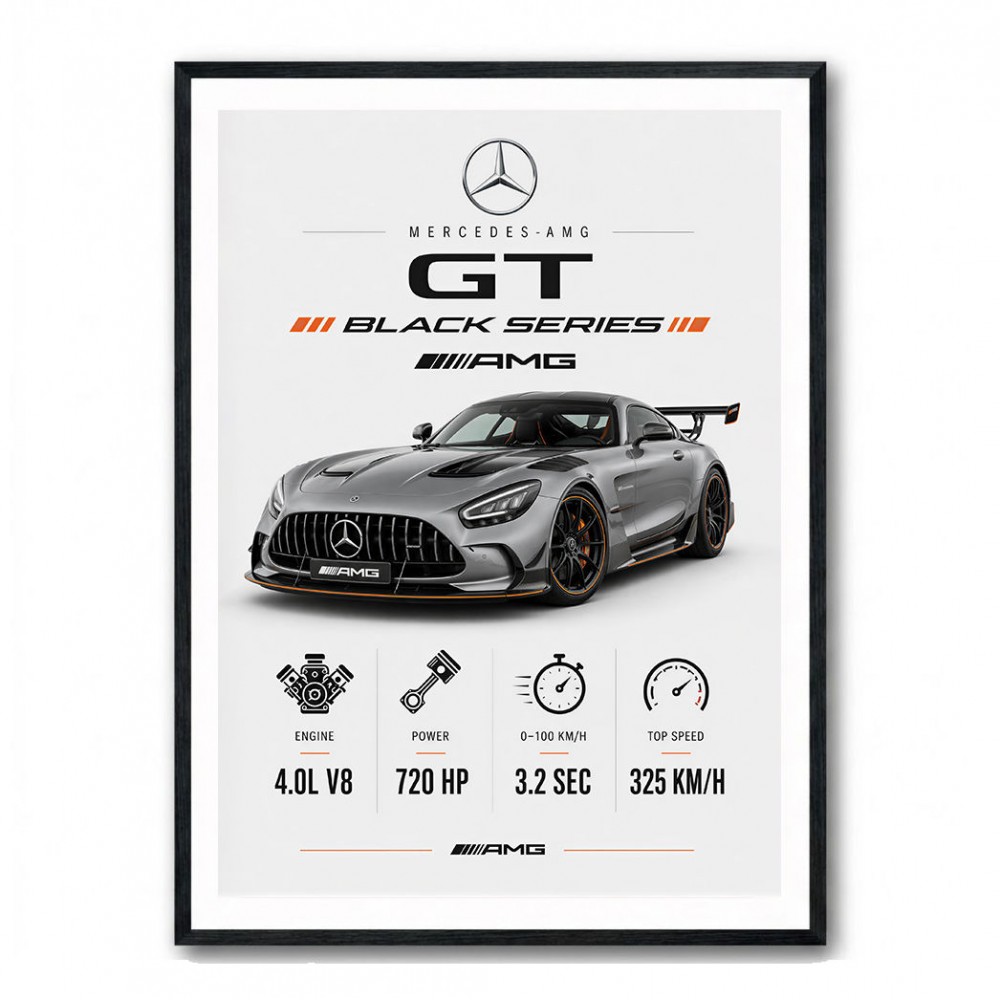 Mercedes AMG GT Black Series Car Art Print