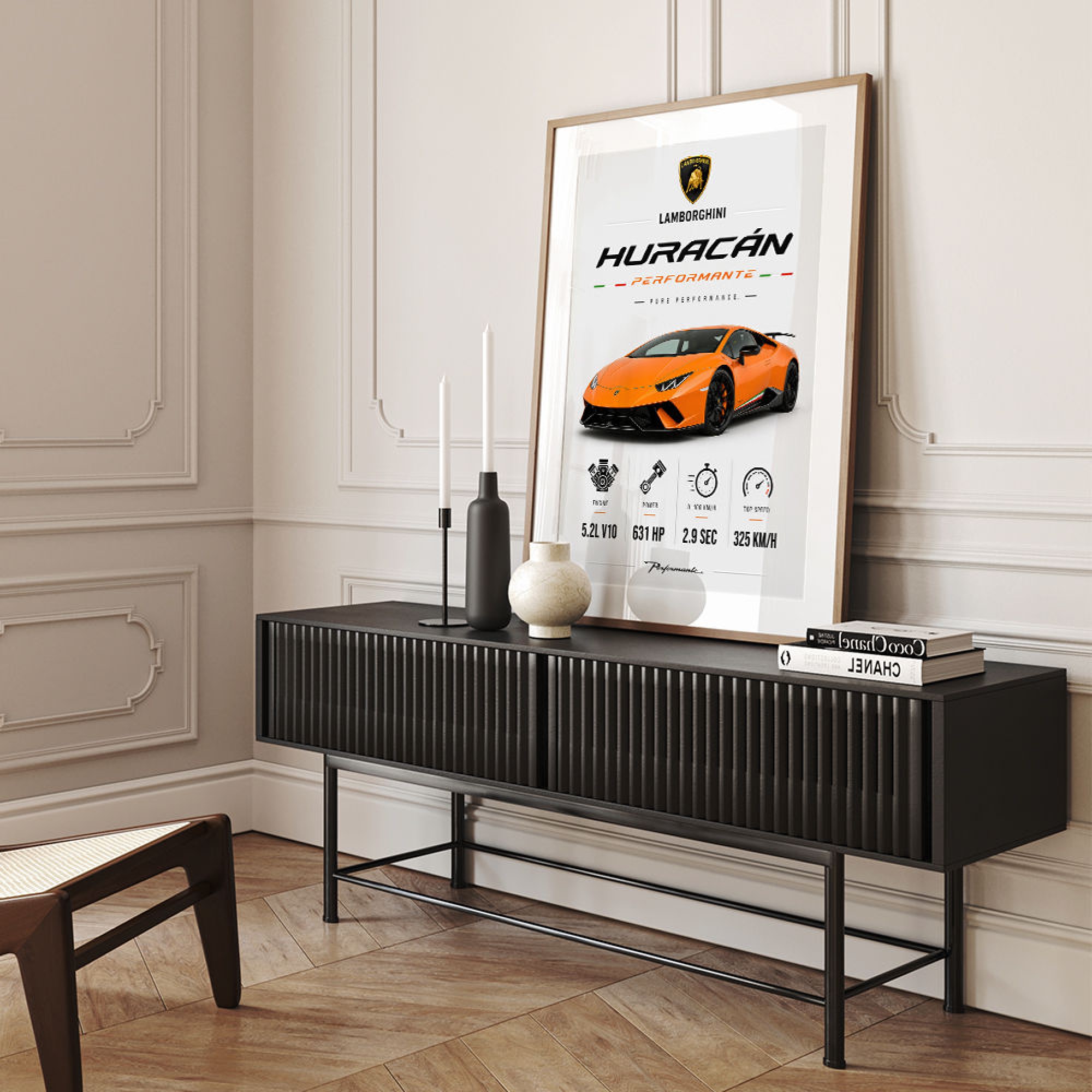 Lamborghini Huracán Performante Wall Art Dubai | Orange Supercar Print UAE