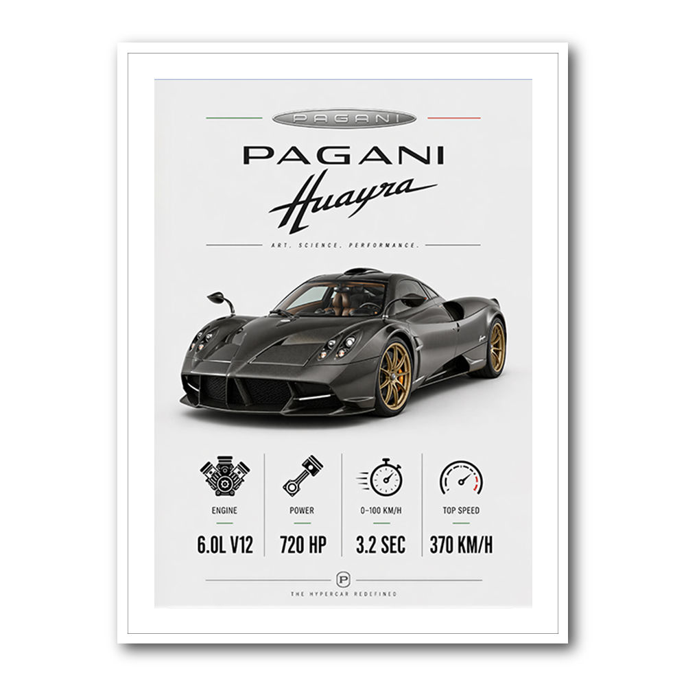 Pagani Huayra Hypercar Performance Art Print