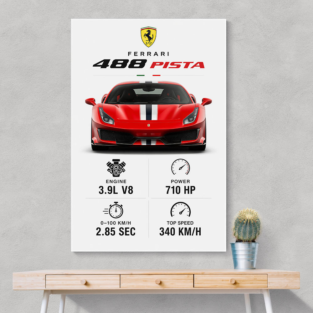 Ferrari 488 Pista Car Wall Art