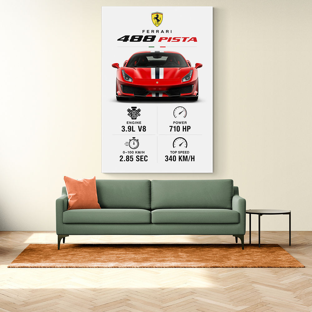 Ferrari 488 Pista Car Wall Art