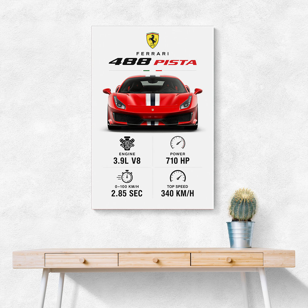 Ferrari 488 Pista Car Wall Art