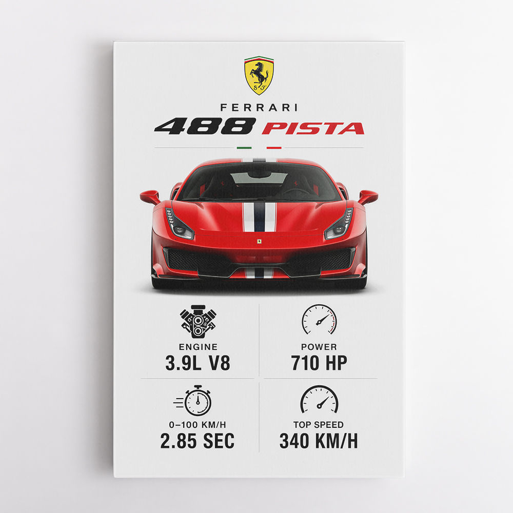 Ferrari 488 Pista Car Wall Art