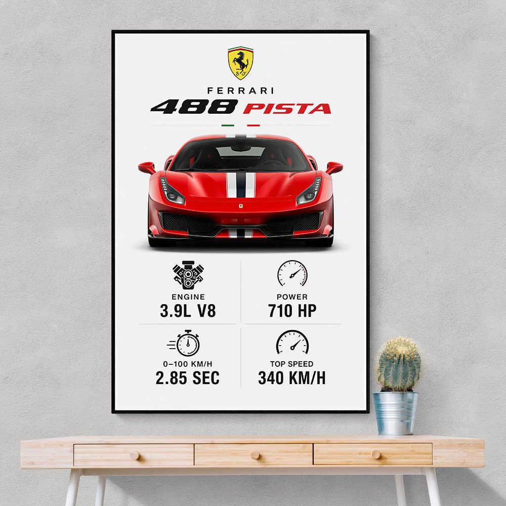 Ferrari 488 Pista Car Wall Art