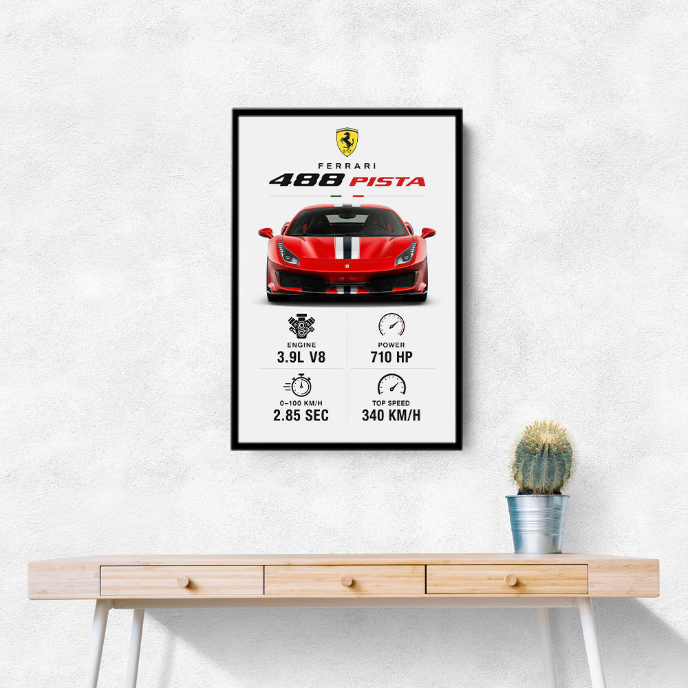 Ferrari 488 Pista Car Wall Art
