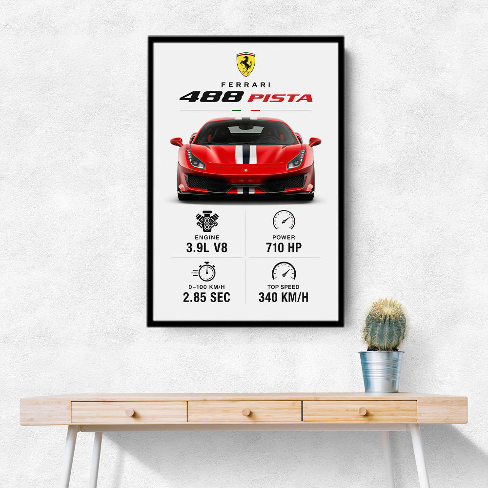 Ferrari 488 Pista Car Wall Art