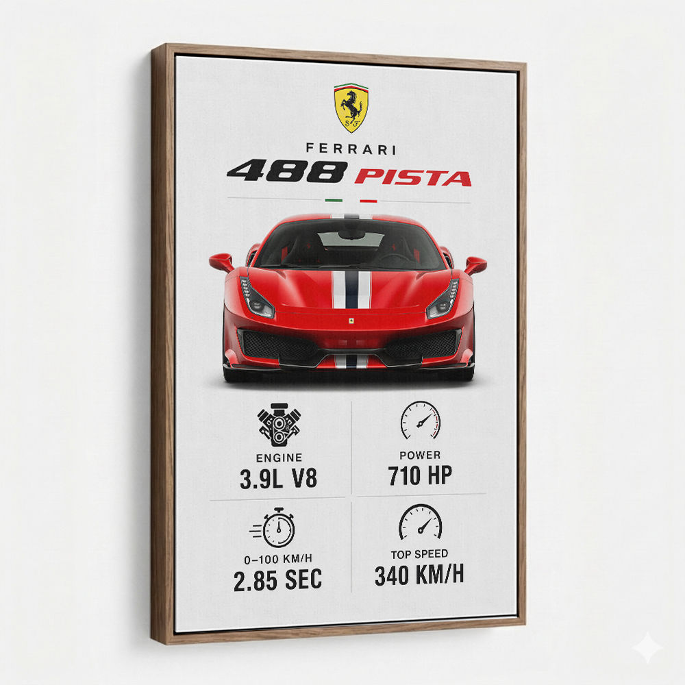 Ferrari 488 Pista Car Wall Art