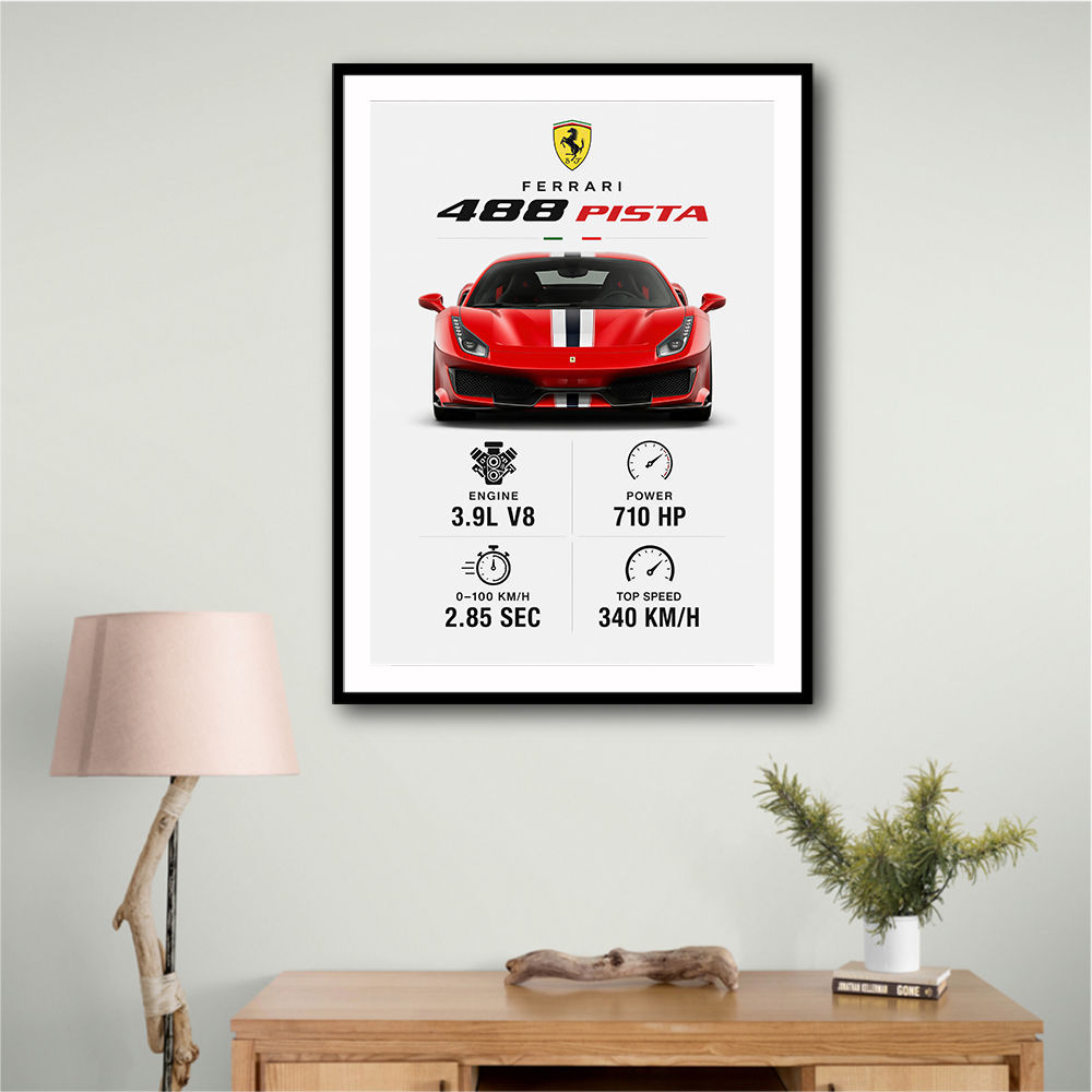 Ferrari 488 Pista Car Wall Art