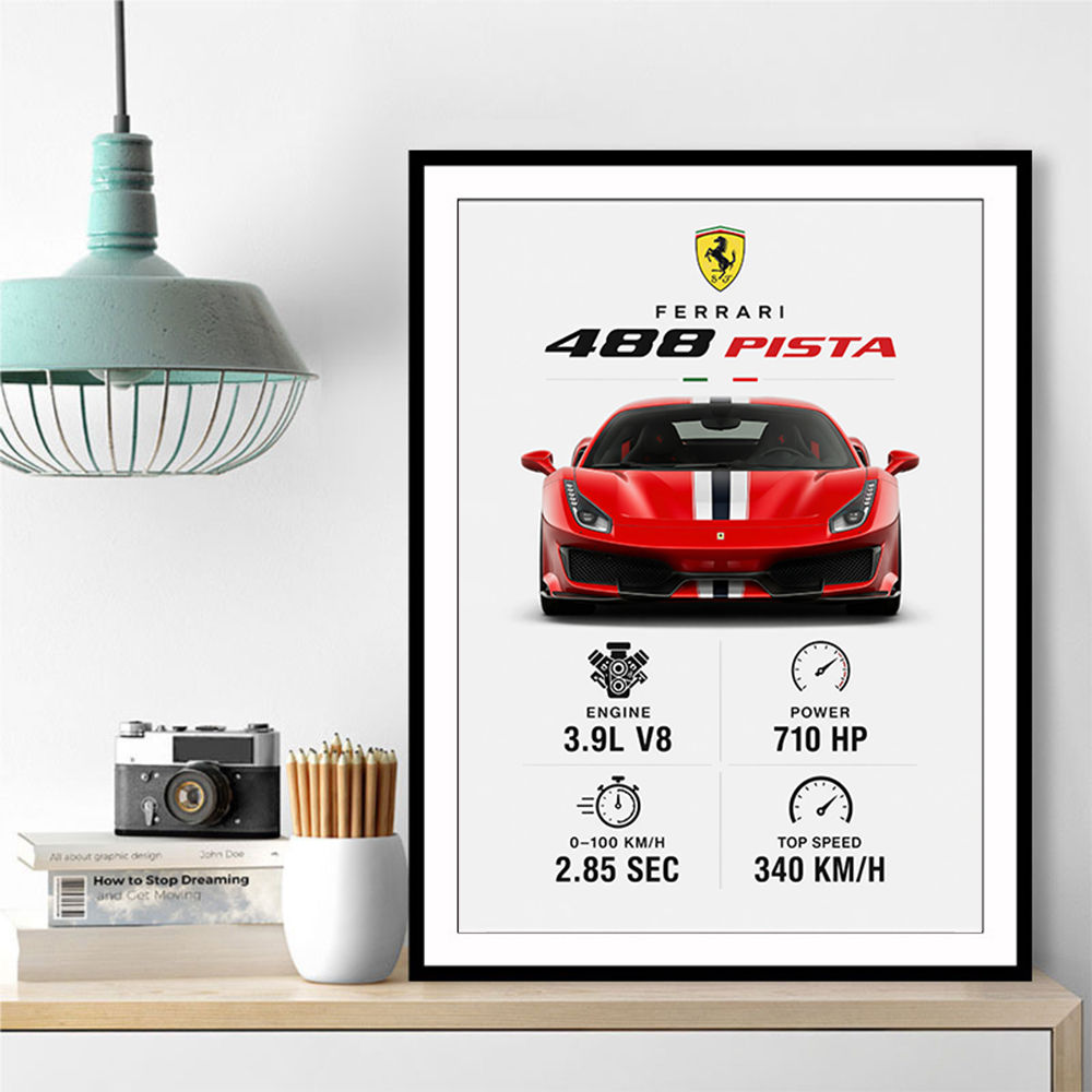 Ferrari 488 Pista Car Wall Art