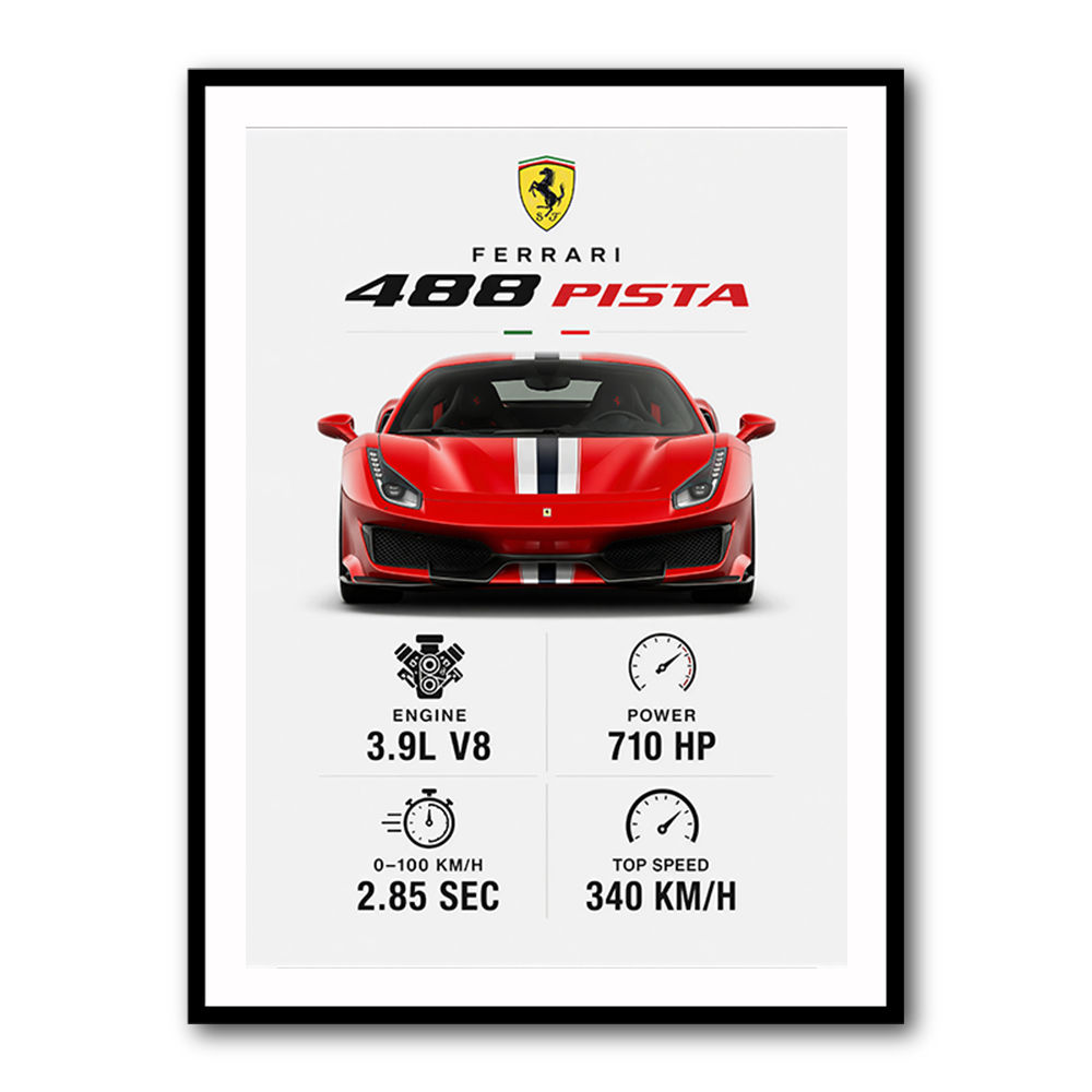 Ferrari 488 Pista Car Wall Art