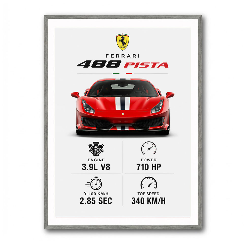 Ferrari 488 Pista Car Wall Art