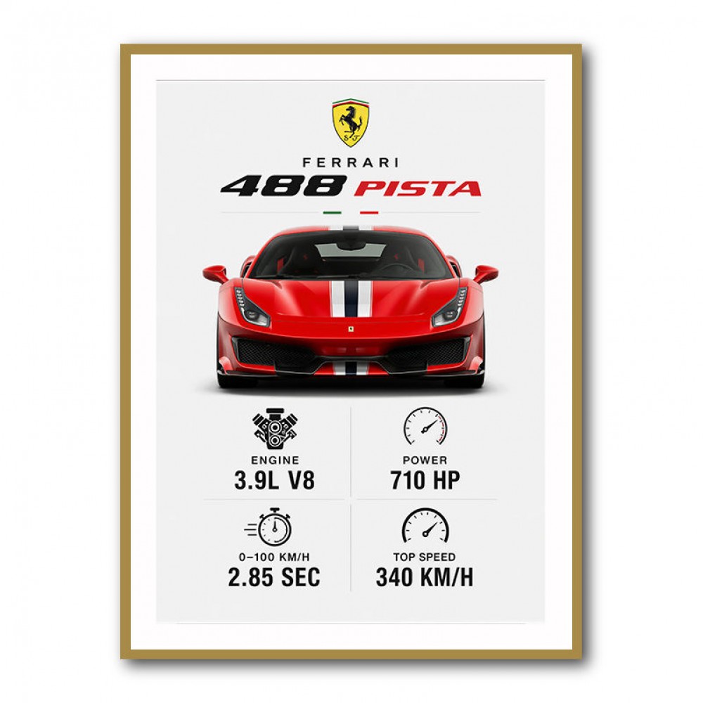 Ferrari 488 Pista Car Wall Art
