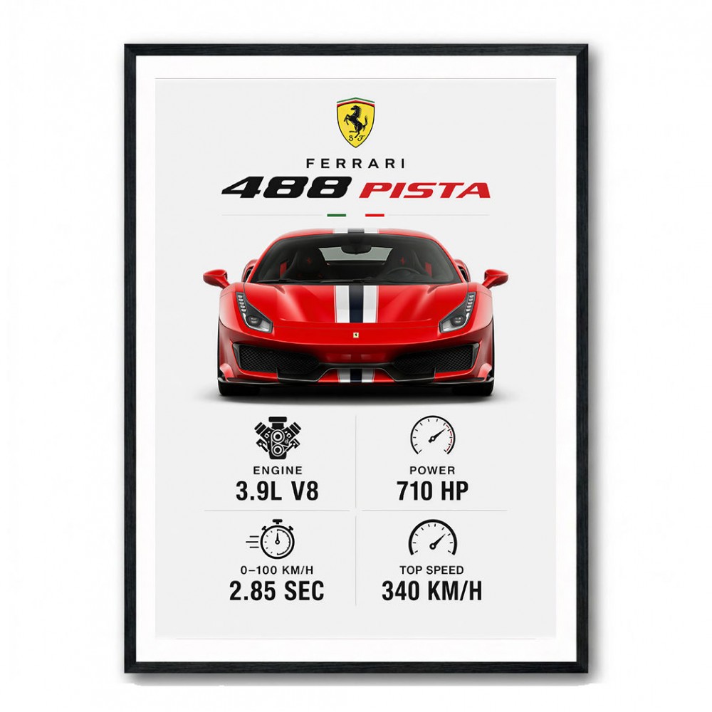 Ferrari 488 Pista Car Wall Art